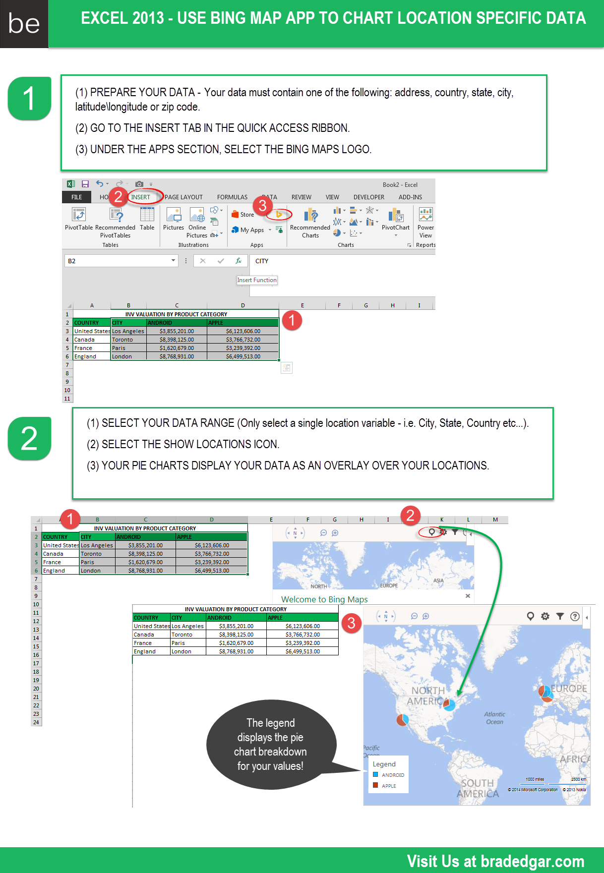 The Excel Bing Map App To Chart Location Specific Data